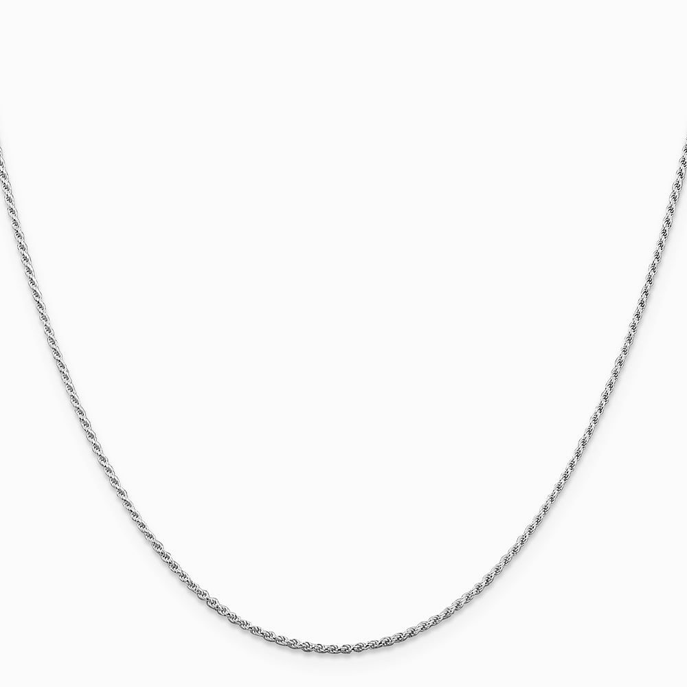 Sterling Silver RH-plated 1.1mm D/C Rope Chain with 2in ext. Necklace 18"-22" - Product Photo
