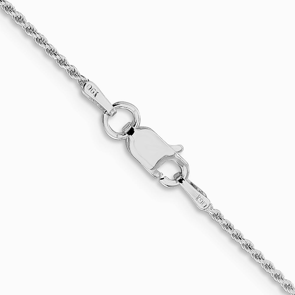 Sterling Silver Rhodium-plated 1.1mm Diamond-cut Rope Chain Necklace 16"-24" - Product Photo