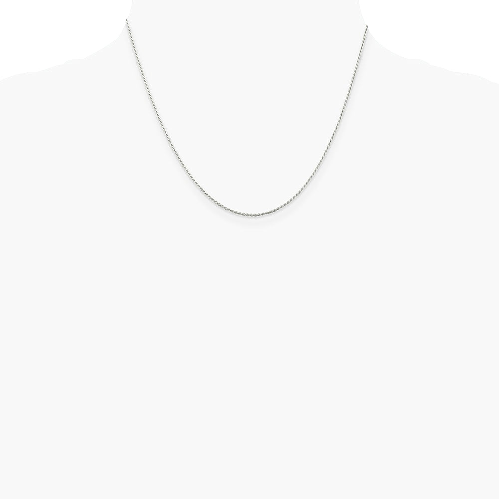 Sterling Silver Rhodium-plated 1.1mm Diamond-cut Rope Chain Necklace 16"-24" - Product Photo