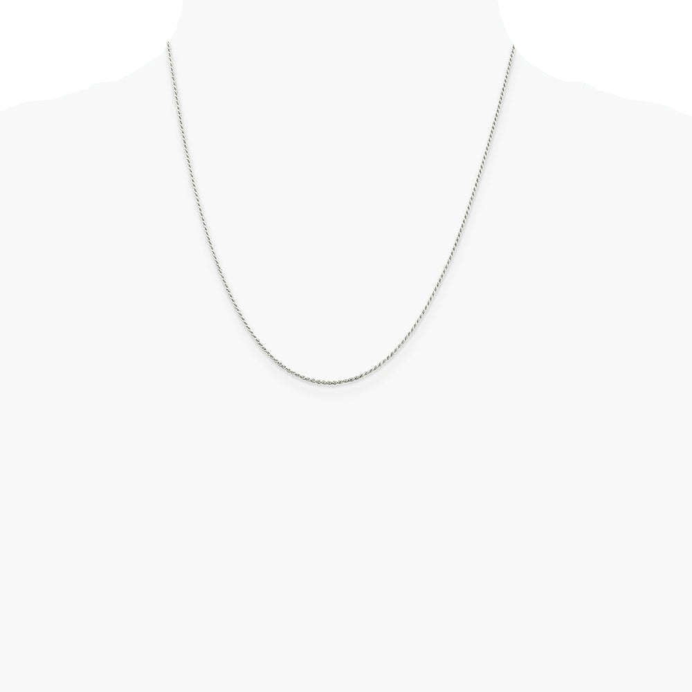 Sterling Silver Rhodium-plated 1.1mm Diamond-cut Rope Chain Necklace 16"-24" - Product Photo
