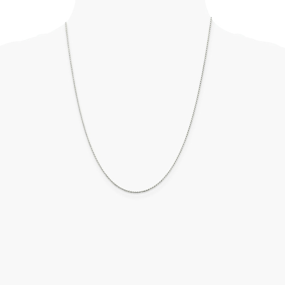 Sterling Silver Rhodium-plated 1.1mm Diamond-cut Rope Chain Necklace 16"-24" - Product Photo