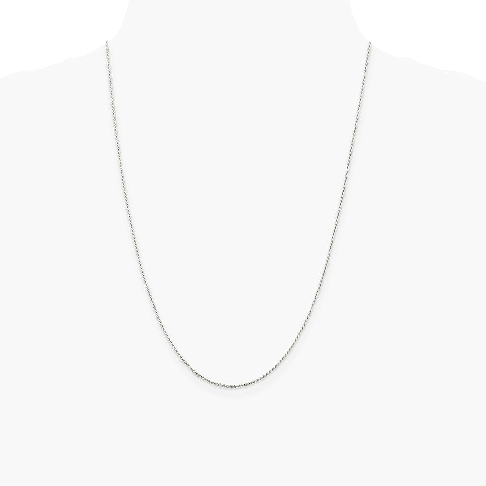 Sterling Silver Rhodium-plated 1.1mm Diamond-cut Rope Chain Necklace 16"-24" - Product Photo