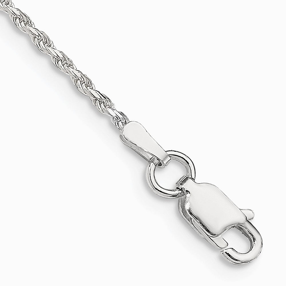 Sterling Silver 1.5mm Diamond-cut Rope Chain Anklet Bracelet 7"-10"
