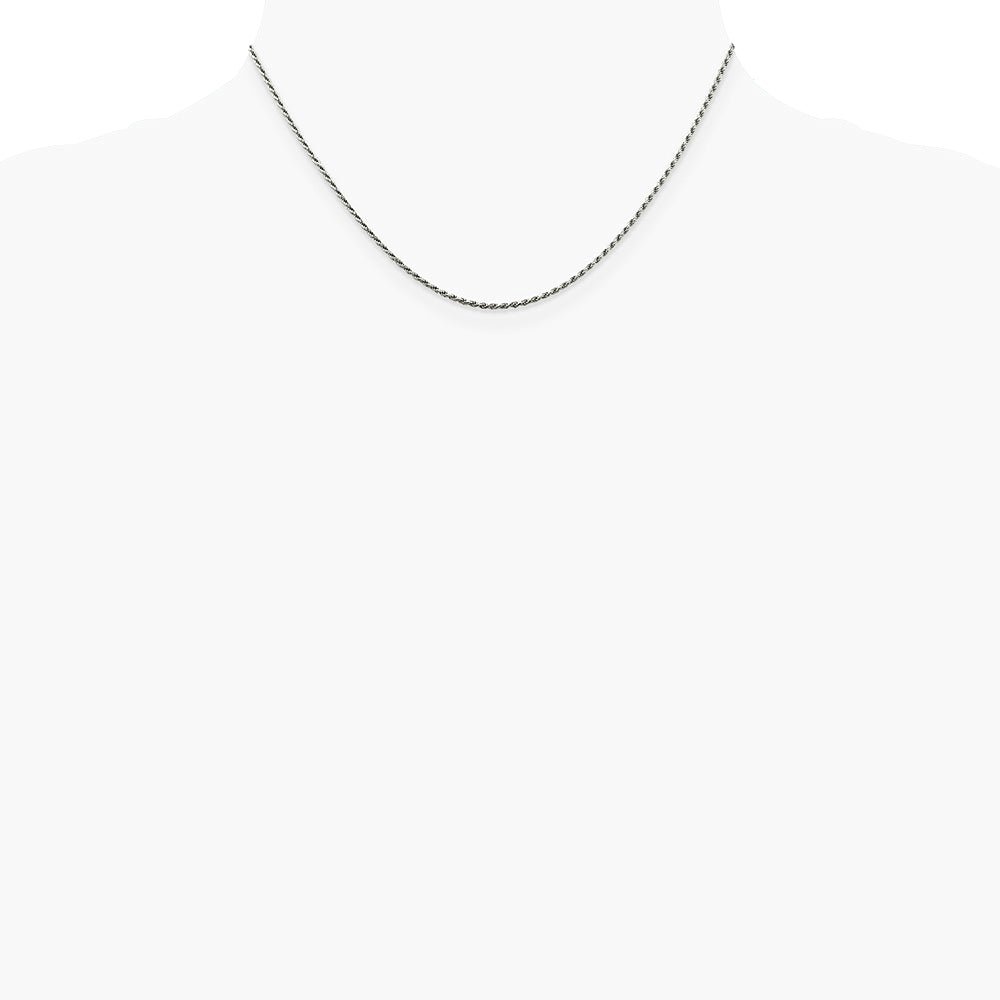 Sterling Silver Rhodium-plated 1.5mm Diamond-cut Rope Chain Necklace 14"-36" - Product Photo