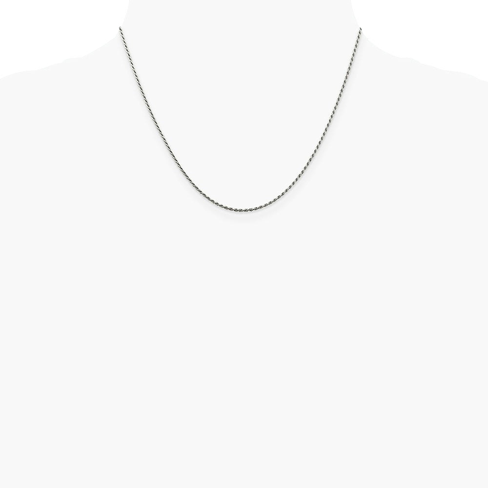 Sterling Silver Rhodium-plated 1.5mm Diamond-cut Rope Chain Necklace 14"-36" - Product Photo