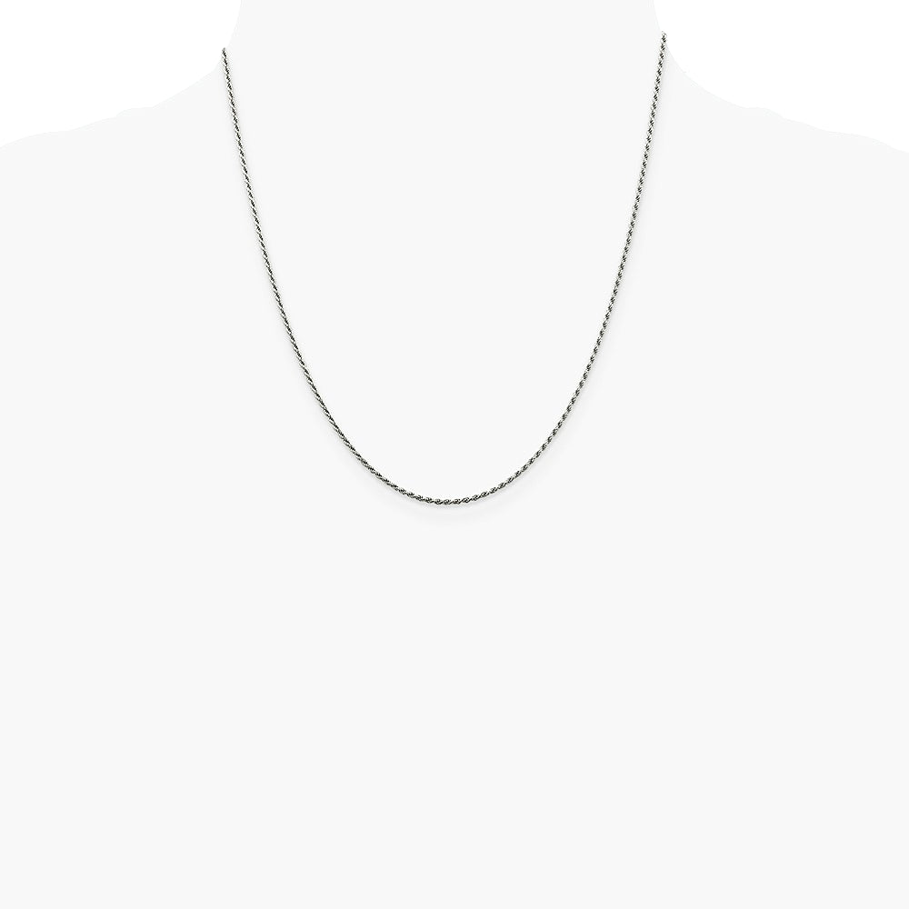 Sterling Silver Rhodium-plated 1.5mm Diamond-cut Rope Chain Necklace 14"-36" - Product Photo
