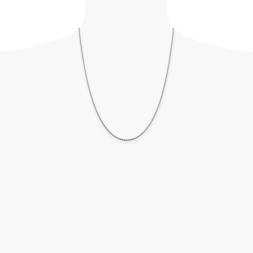 Sterling Silver Rhodium-plated 1.5mm Diamond-cut Rope Chain Necklace 14"-36" - Product Photo