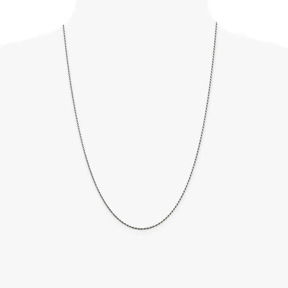 Sterling Silver Rhodium-plated 1.5mm Diamond-cut Rope Chain Necklace 14"-36" - Product Photo