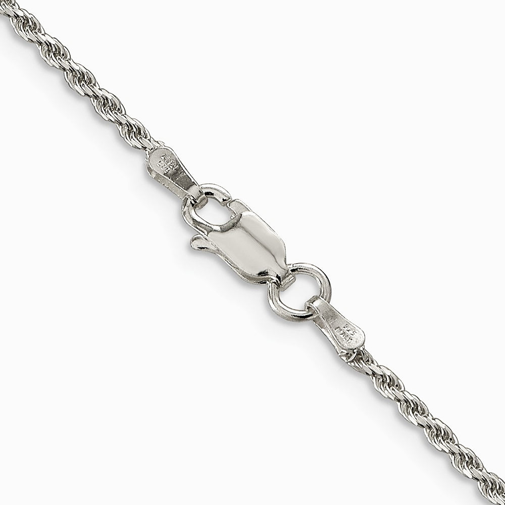 Sterling Silver 1.7mm Diamond-cut Rope Chain Necklace 14"-36" - Product Photo