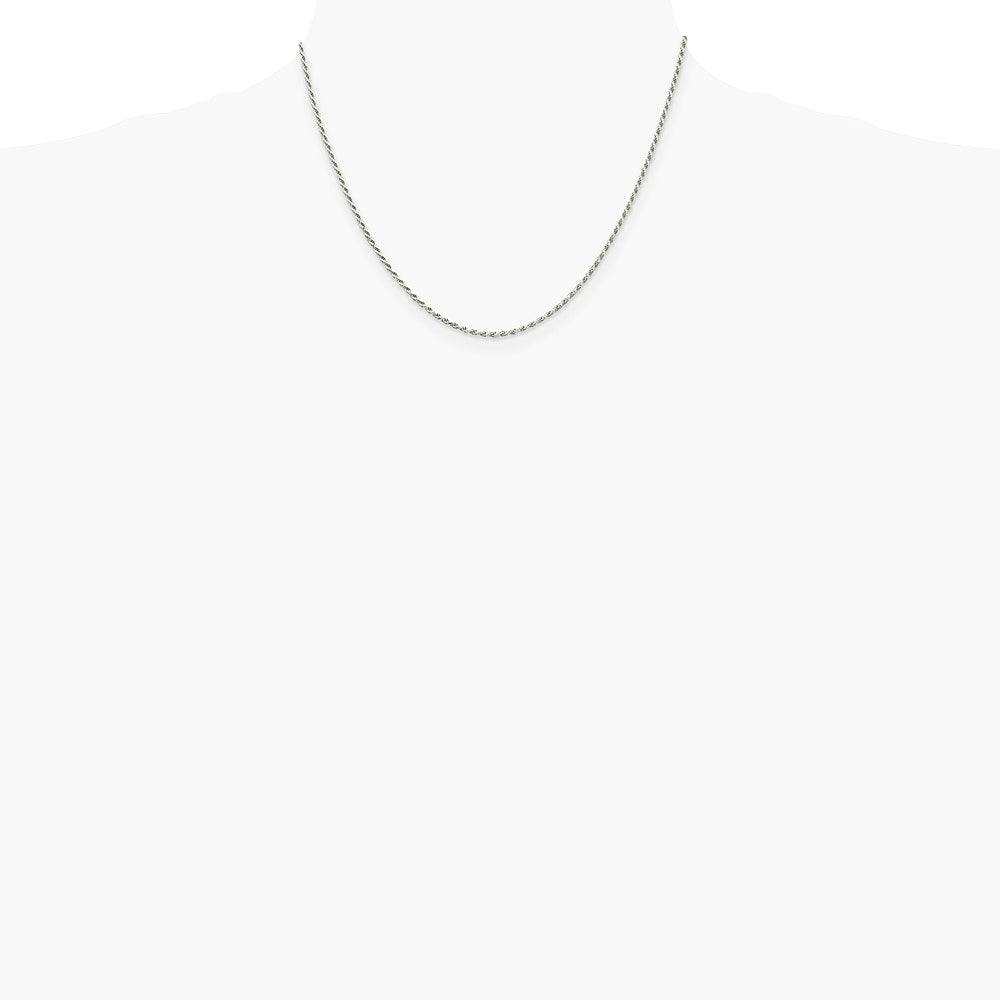 Sterling Silver 1.7mm Diamond-cut Rope Chain Necklace 14"-36" - Product Photo