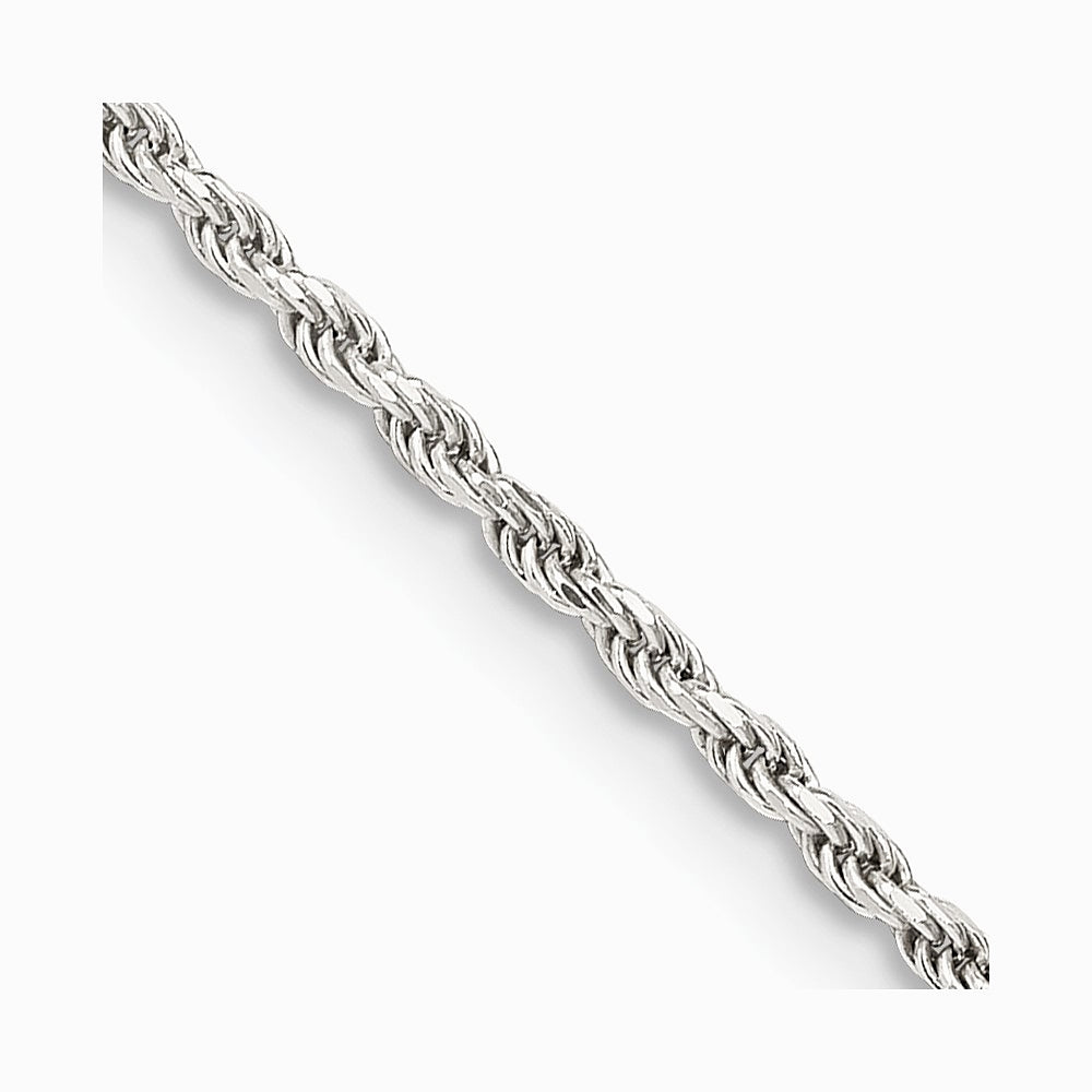 Sterling Silver 1.7mm Diamond-cut Rope Chain Necklace 14"-36" - Product Photo