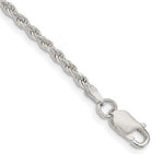Sterling Silver 2.25mm Diamond-cut Rope Chain Anklet Bracelet 7"-10" - Product Photo