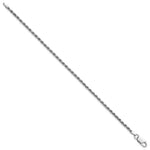 Sterling Silver Rhodium-plated 2.25mm Diamond-cut Rope Chain Bracelet 7"-10" - Product Photo