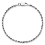 Sterling Silver Rhodium-plated 2.25mm Diamond-cut Rope Chain Bracelet 7"-10" - Product Photo
