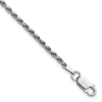 Sterling Silver Rhodium-plated 2.25mm Diamond-cut Rope Chain Bracelet 7"-10" - Product Photo