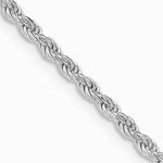 Sterling Silver Rhodium-plated 2.25mm Diamond-cut Rope Chain Necklace 16"-30" - Product Photo