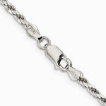 Sterling Silver 2.5mm Diamond-cut Rope Chain Necklace 16"-36" - Product Photo