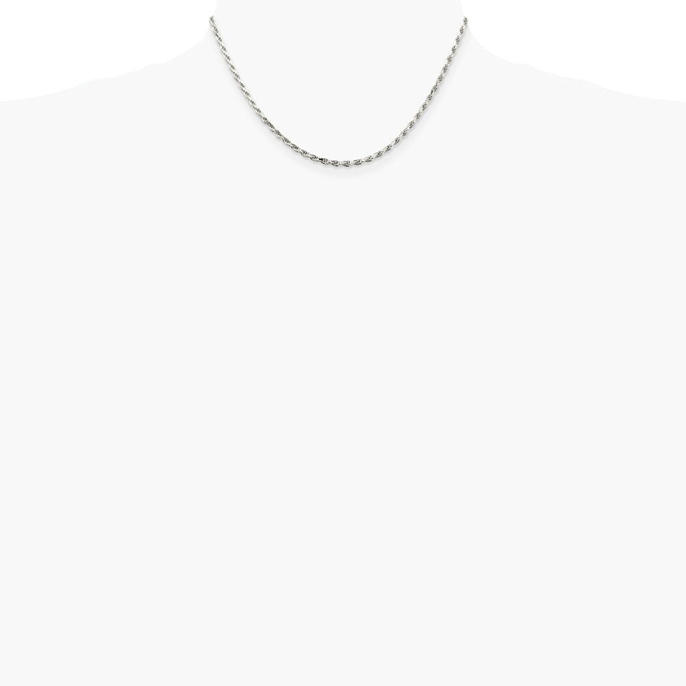 Sterling Silver 2.5mm Diamond-cut Rope Chain Necklace 16"-36" - Product Photo