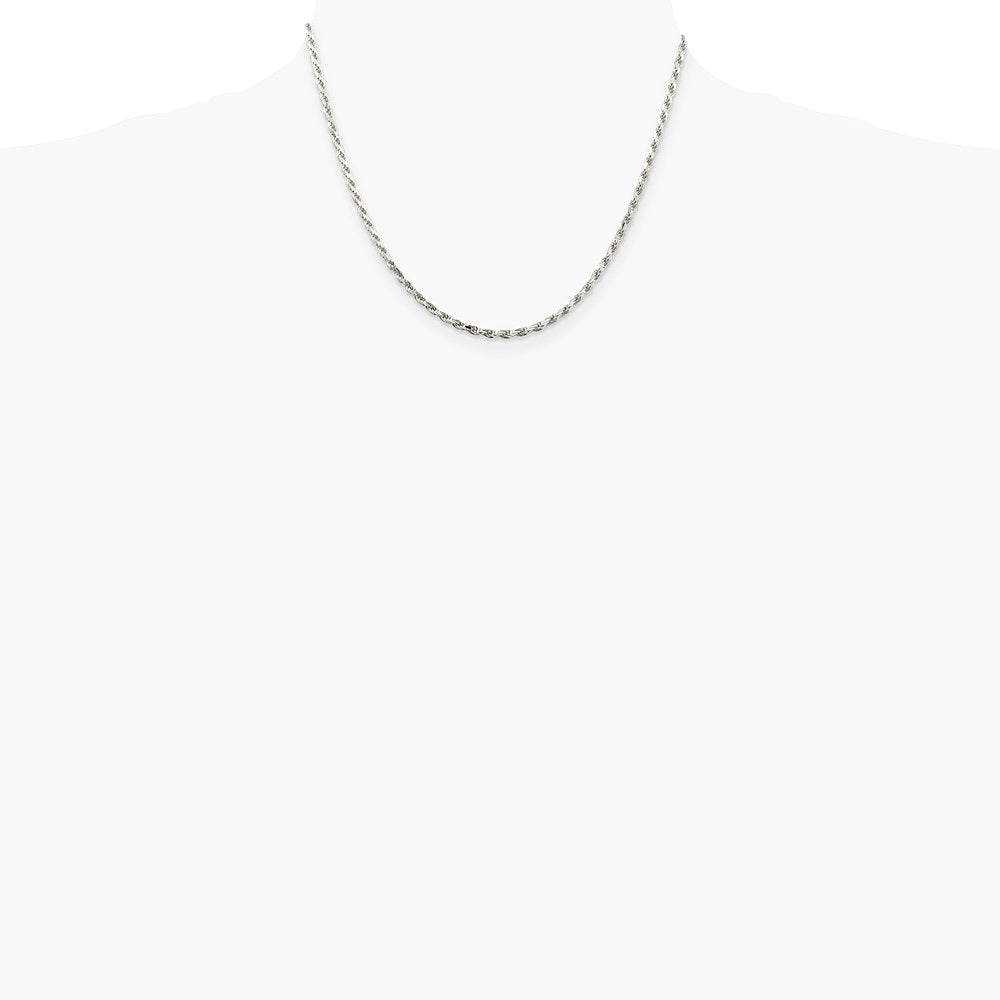 Sterling Silver 2.5mm Diamond-cut Rope Chain Necklace 16"-36" - Product Photo
