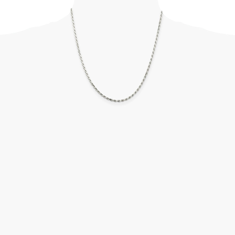 Sterling Silver 2.5mm Diamond-cut Rope Chain Necklace 16"-36" - Product Photo