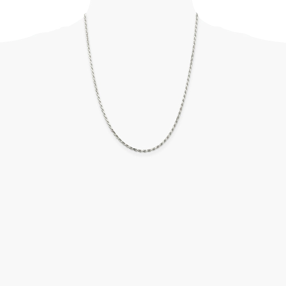 Sterling Silver 2.5mm Diamond-cut Rope Chain Necklace 16"-36" - Product Photo