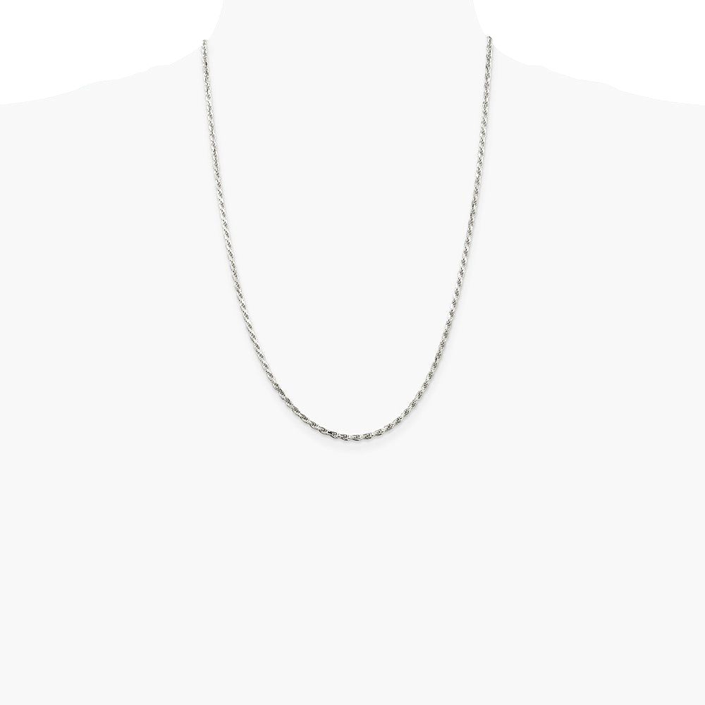 Sterling Silver 2.5mm Diamond-cut Rope Chain Necklace 16"-36" - Product Photo