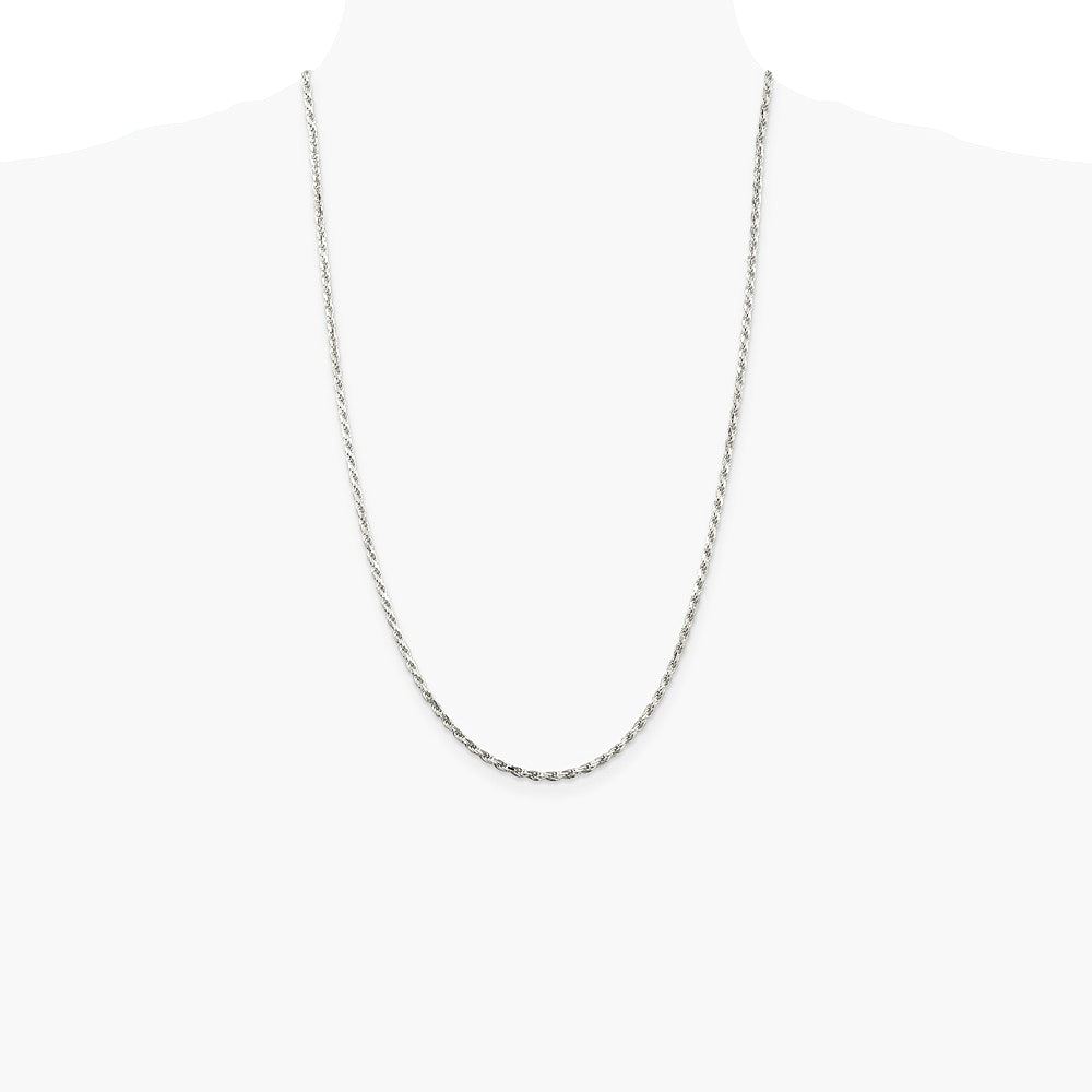 Sterling Silver 2.5mm Diamond-cut Rope Chain Necklace 16"-36" - Product Photo