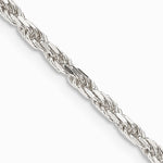 Sterling Silver 2.5mm Diamond-cut Rope Chain Necklace 16"-36" - Product Photo