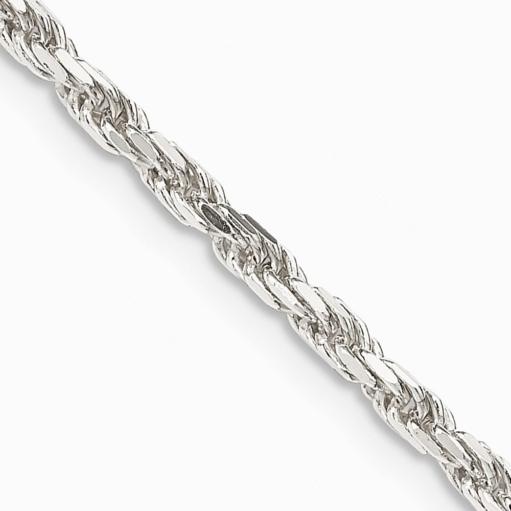 Sterling Silver 2.5mm Diamond-cut Rope Chain Necklace 16"-36" - Product Photo