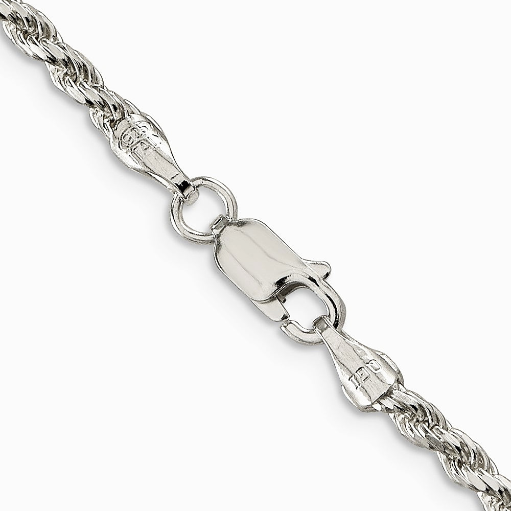 Sterling Silver 2.75mm Diamond-cut Rope Chain Necklace 16"-36" - Product Photo