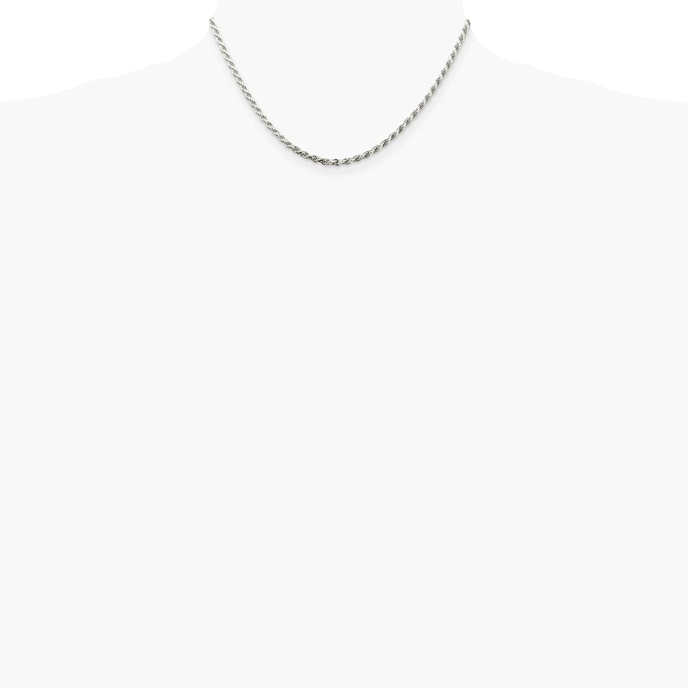 Sterling Silver 2.75mm Diamond-cut Rope Chain Necklace 16"-36" - Product Photo