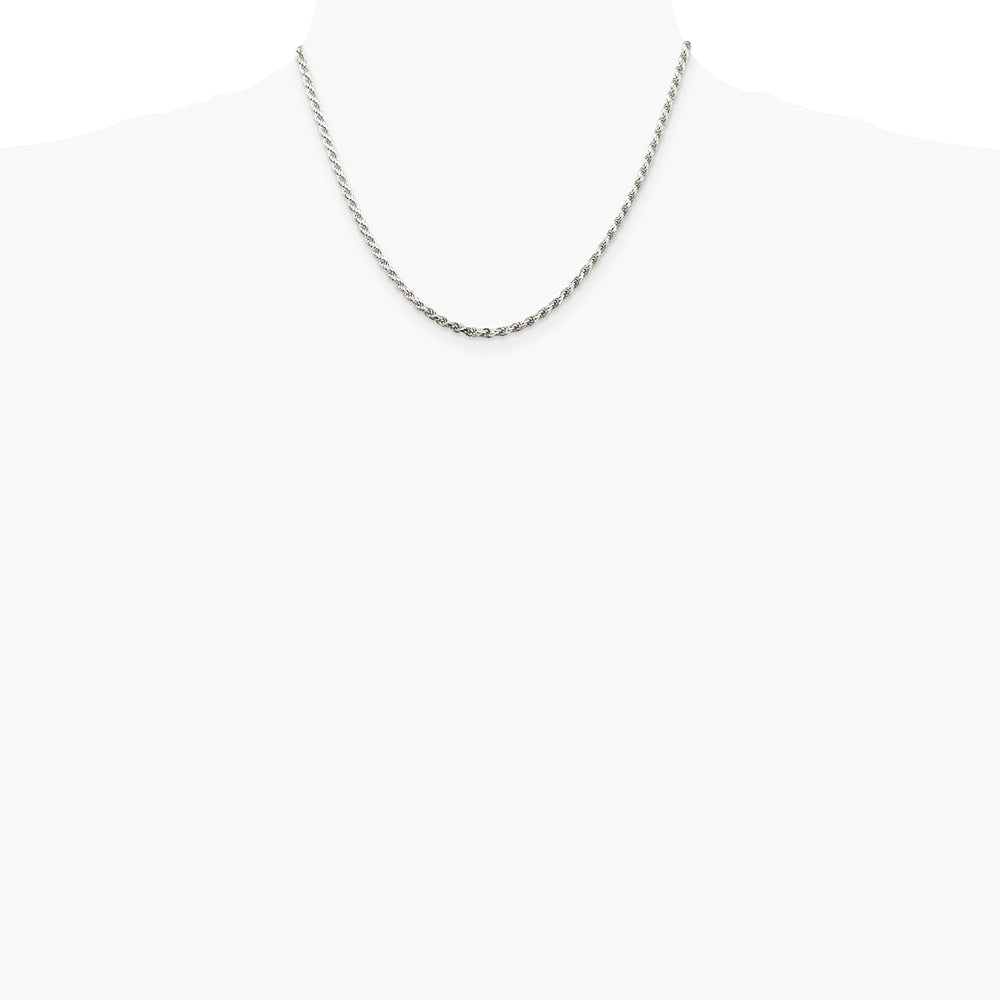 Sterling Silver 2.75mm Diamond-cut Rope Chain with 2in ext. Necklace 18"-22" - Product Photo