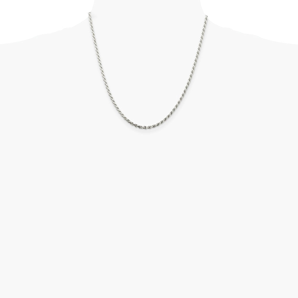 Sterling Silver 2.75mm Diamond-cut Rope Chain Necklace 16"-36" - Product Photo