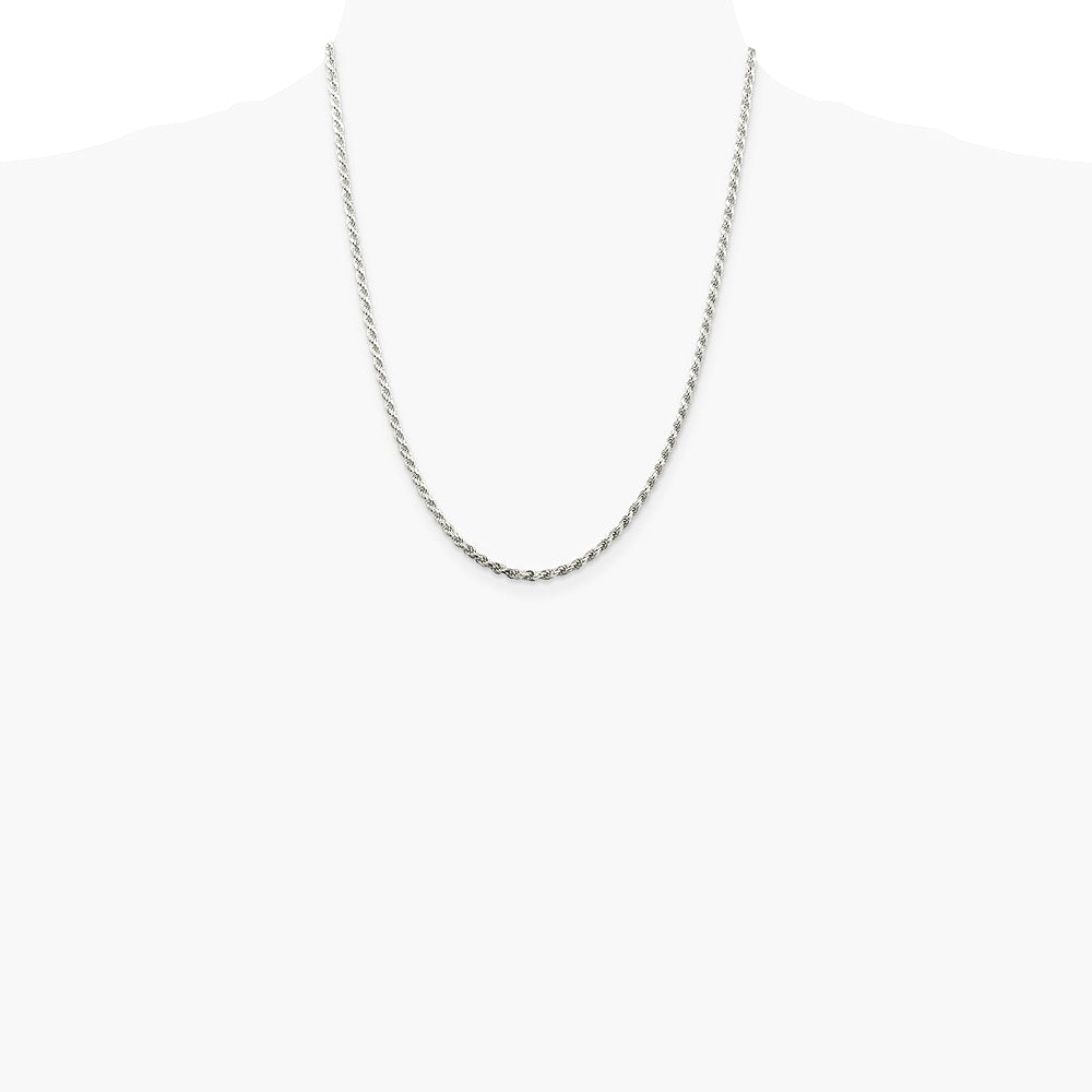 Sterling Silver 2.75mm Diamond-cut Rope Chain with 2in ext. Necklace 18"-22" - Product Photo