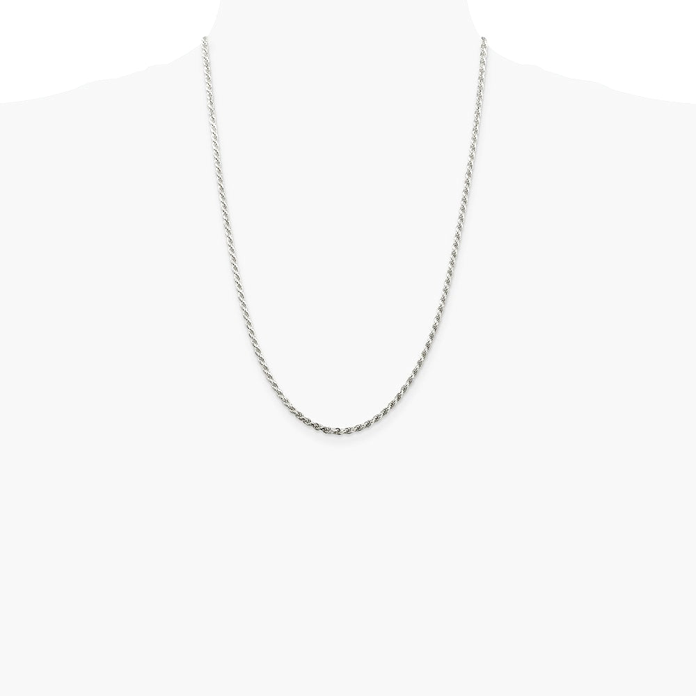 Sterling Silver 2.75mm Diamond-cut Rope Chain Necklace 16"-36" - Product Photo