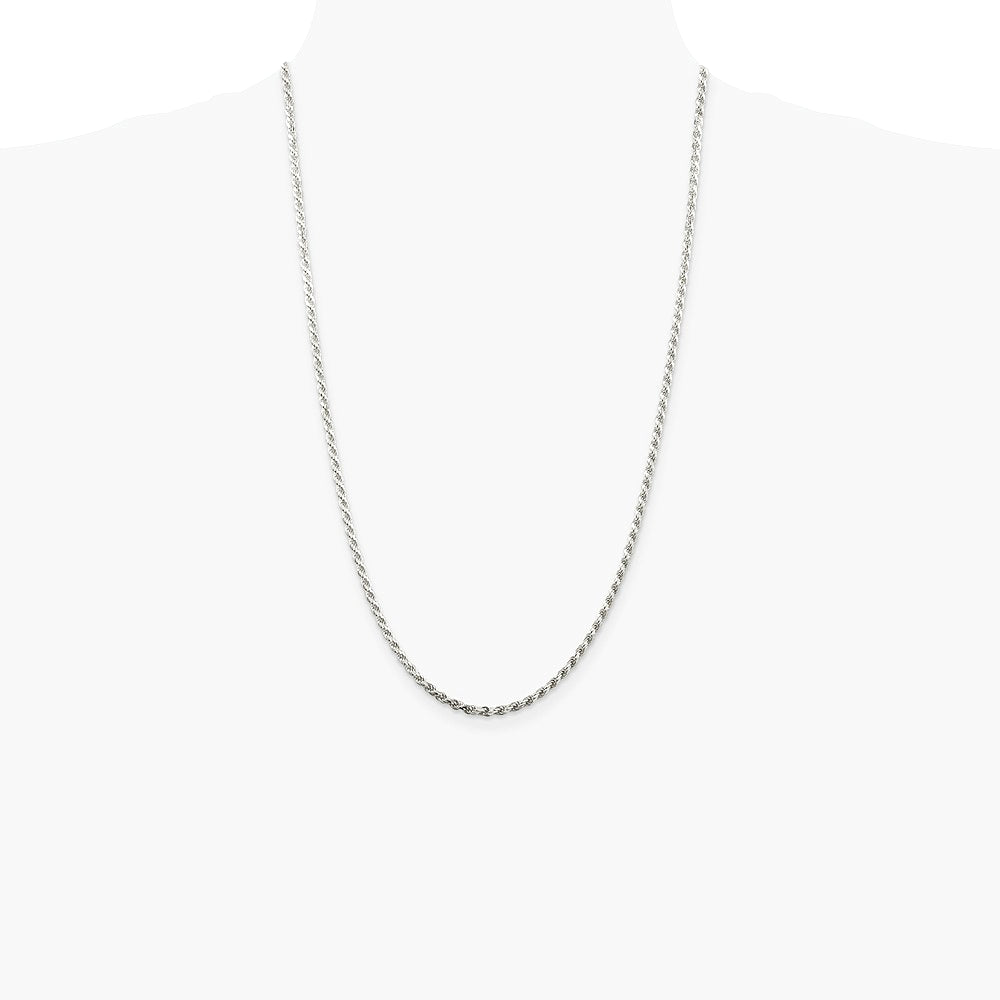 Sterling Silver 2.75mm Diamond-cut Rope Chain Necklace 16"-36" - Product Photo