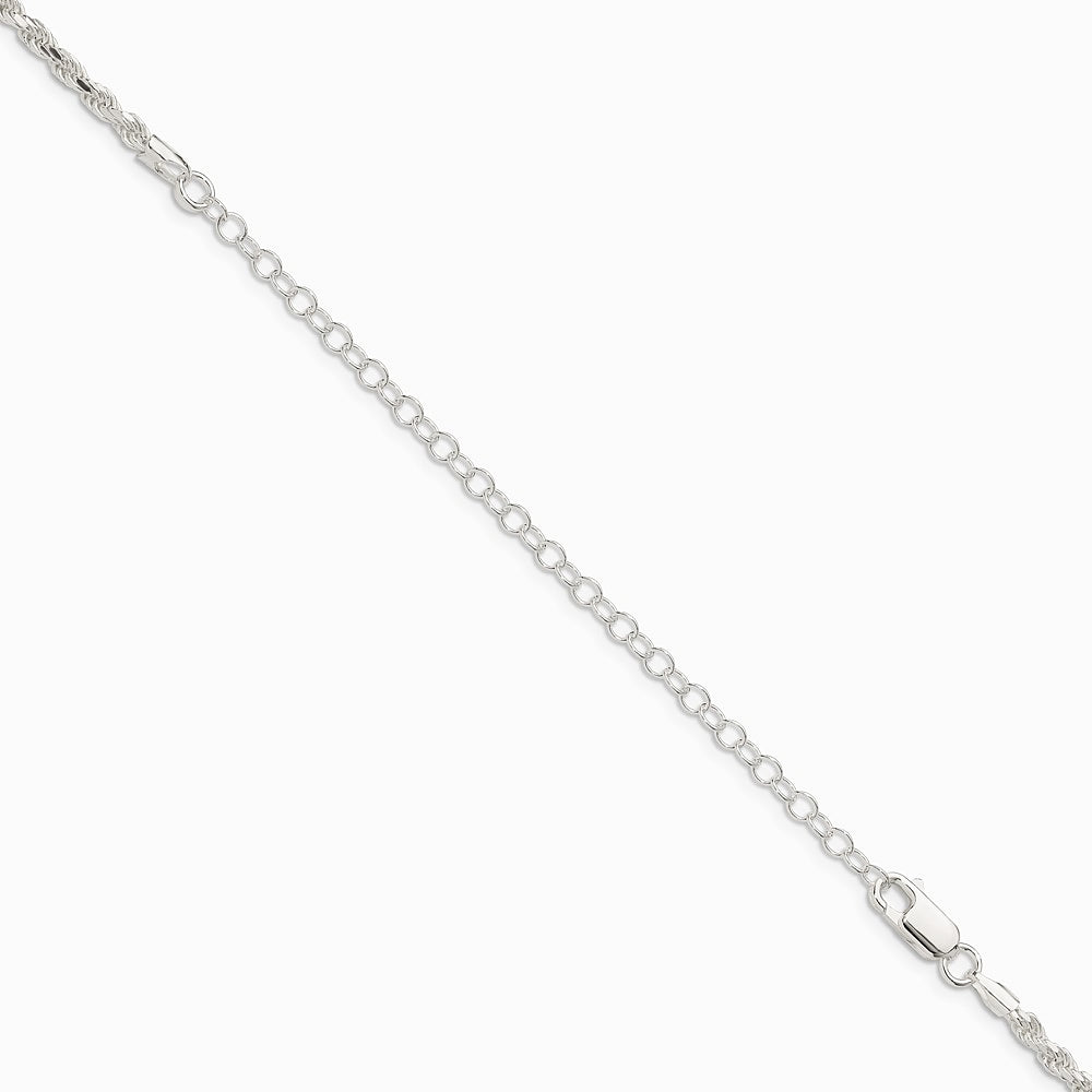 Sterling Silver 2.75mm Diamond-cut Rope Chain with 2in ext. Necklace 18"-22" - Product Photo
