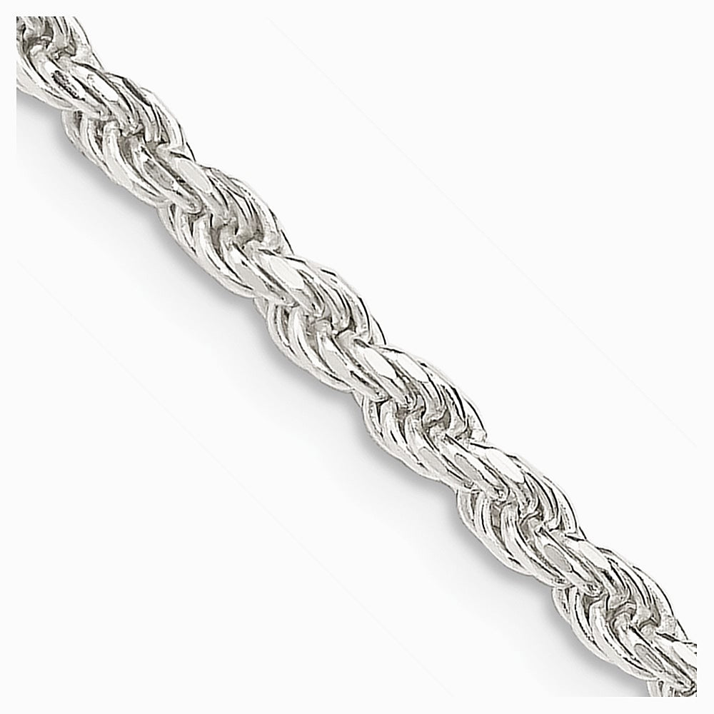 Sterling Silver 2.75mm Diamond-cut Rope Chain with 2in ext. Necklace 18"-22" - Product Photo