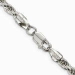 Sterling Silver 3.75mm Diamond-cut Rope Chain Necklace 16"-36" - Product Photo