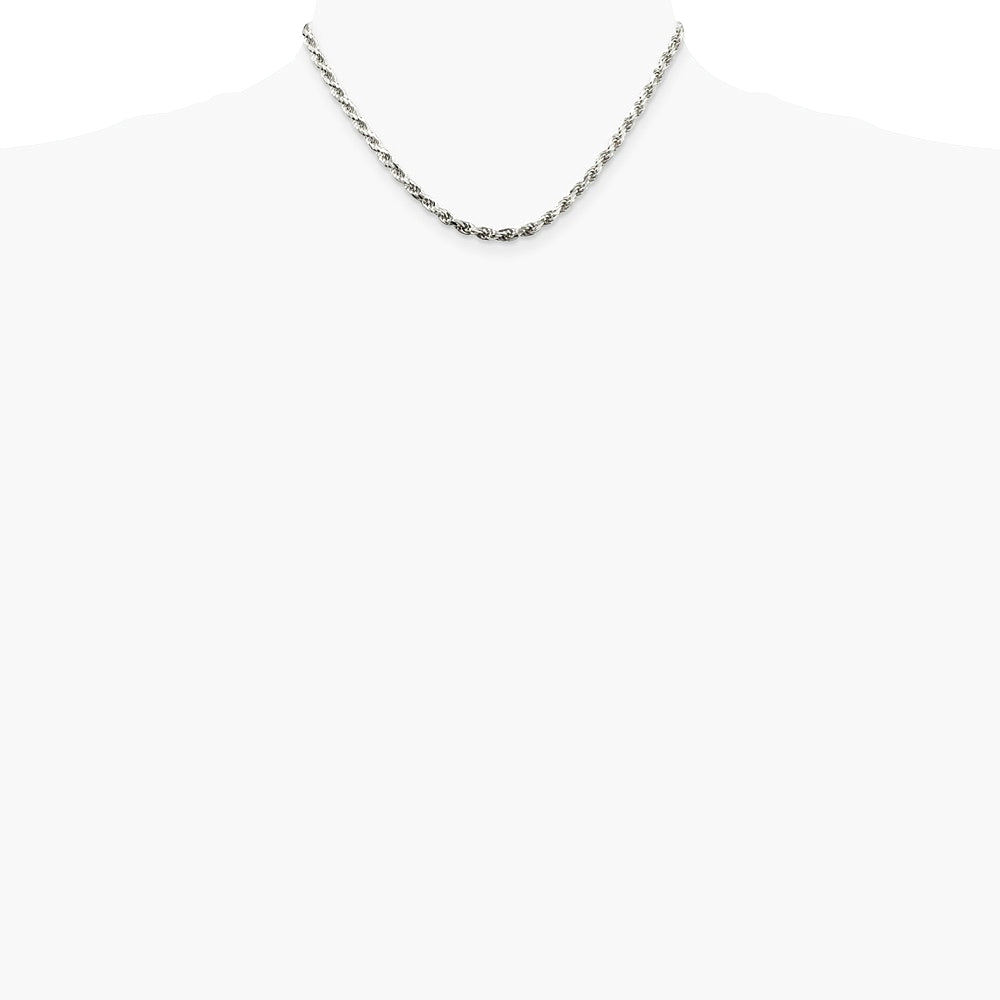 Sterling Silver 3.75mm Diamond-cut Rope Chain Necklace 16"-36" - Product Photo