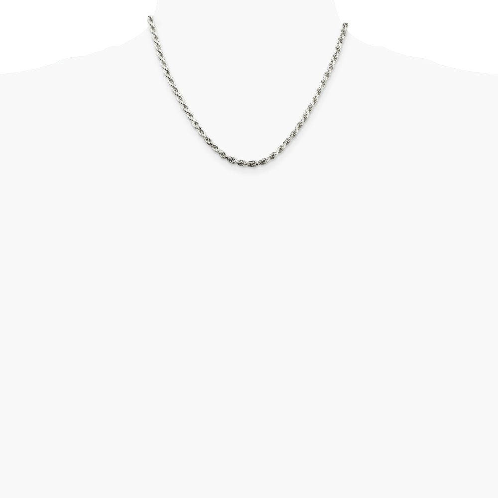 Sterling Silver 3.75mm Diamond-cut Rope Chain Necklace 16"-36" - Product Photo