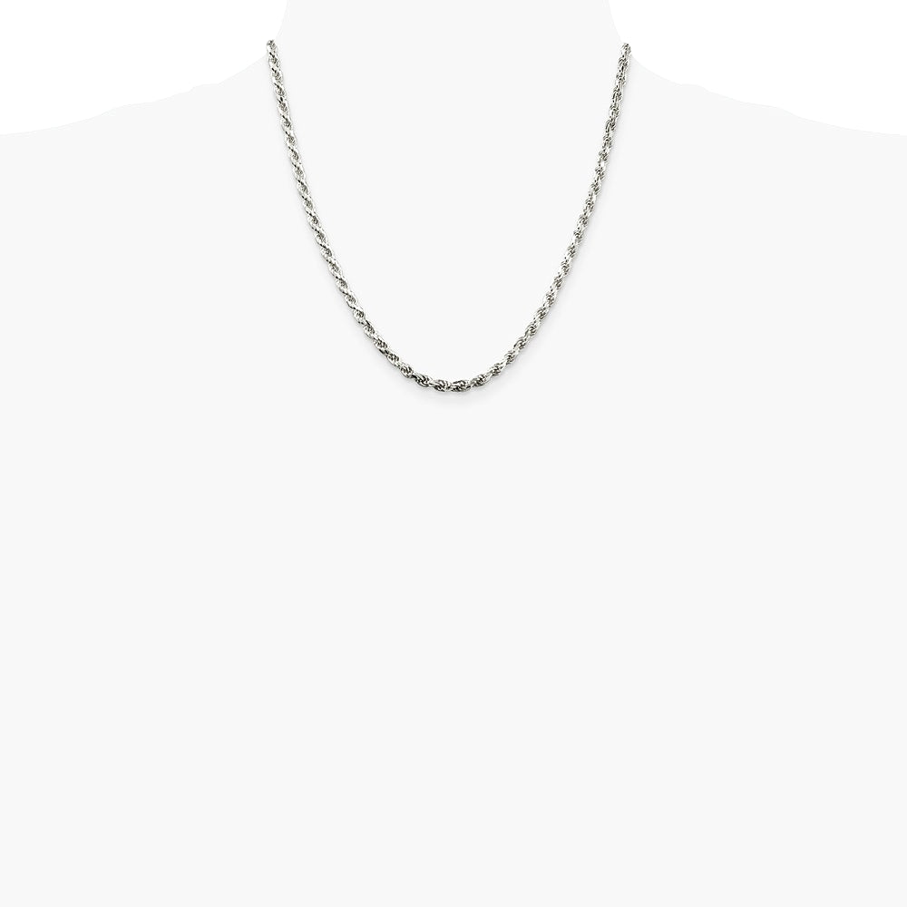 Sterling Silver 3.75mm Diamond-cut Rope Chain Necklace 16"-36" - Product Photo