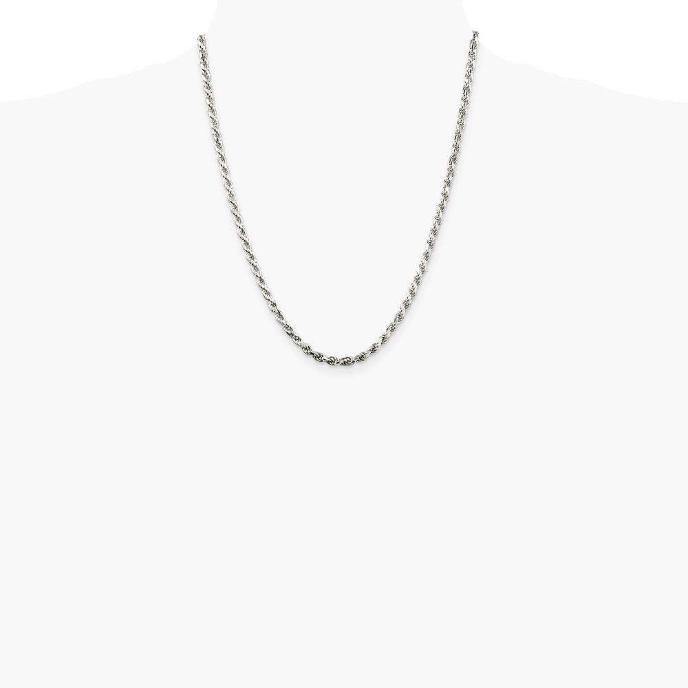 Sterling Silver 3.75mm Diamond-cut Rope Chain Necklace 16"-36" - Product Photo