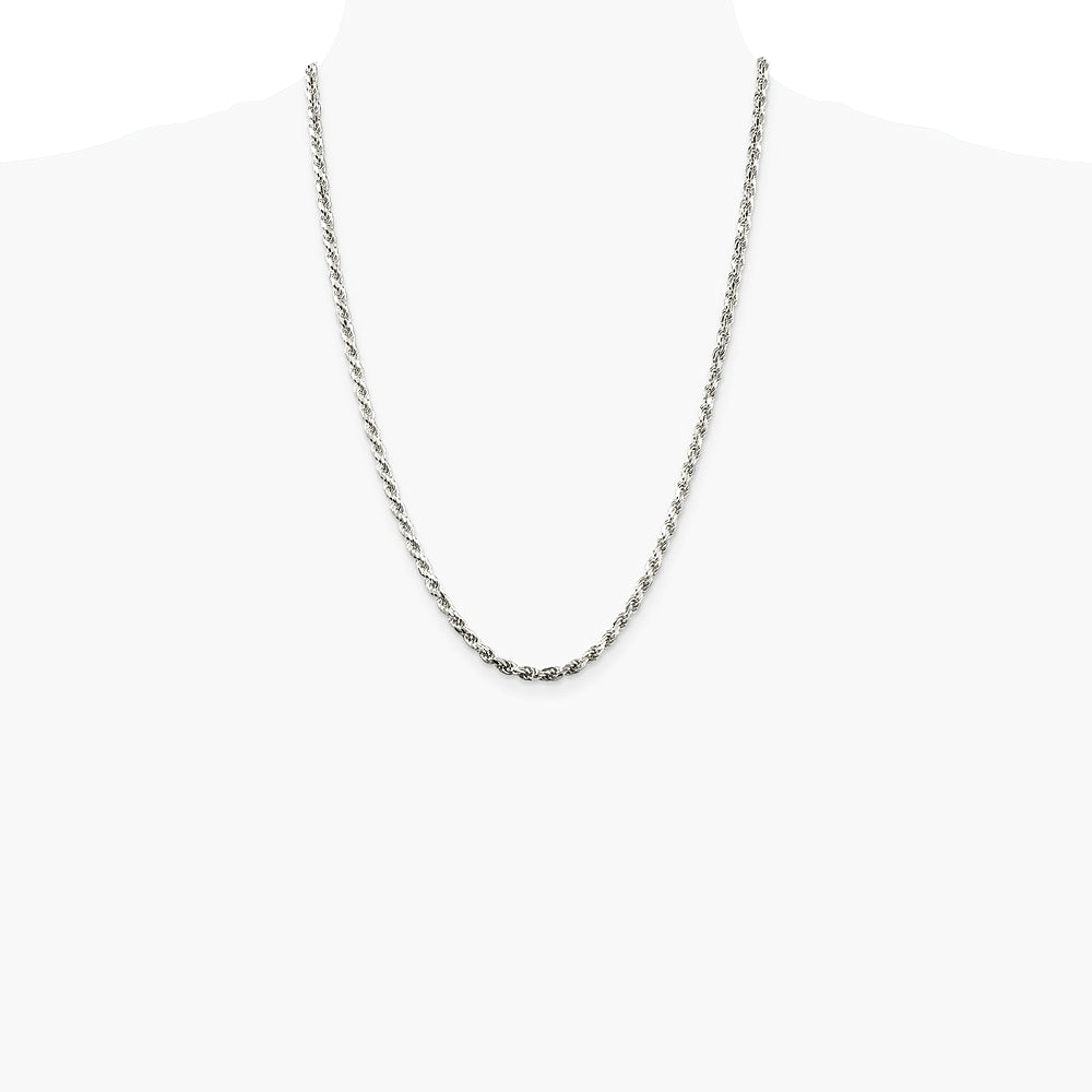 Sterling Silver 3.75mm Diamond-cut Rope Chain Necklace 16"-36" - Product Photo