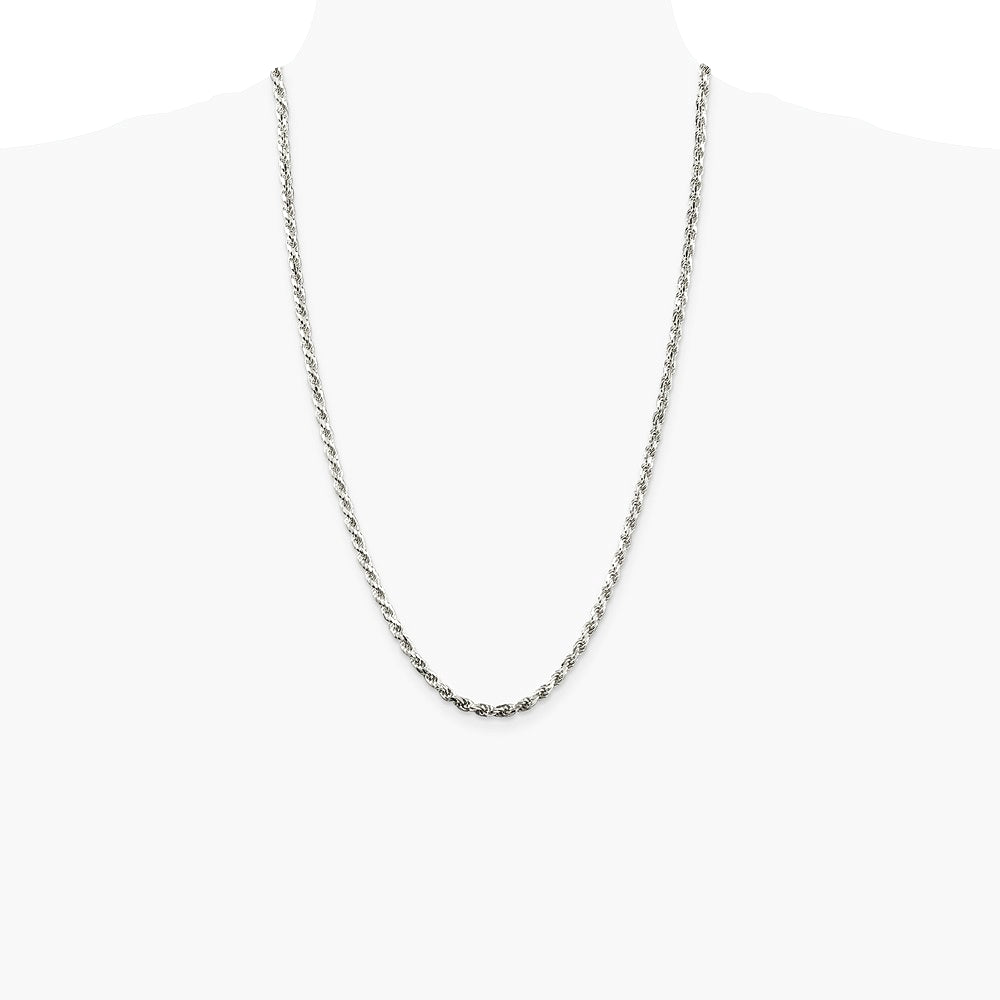 Sterling Silver 3.75mm Diamond-cut Rope Chain Necklace 16"-36" - Product Photo