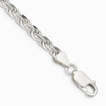 Sterling Silver 4.25mm Diamond-cut Rope Chain Bracelet 7"-10" - Product Photo