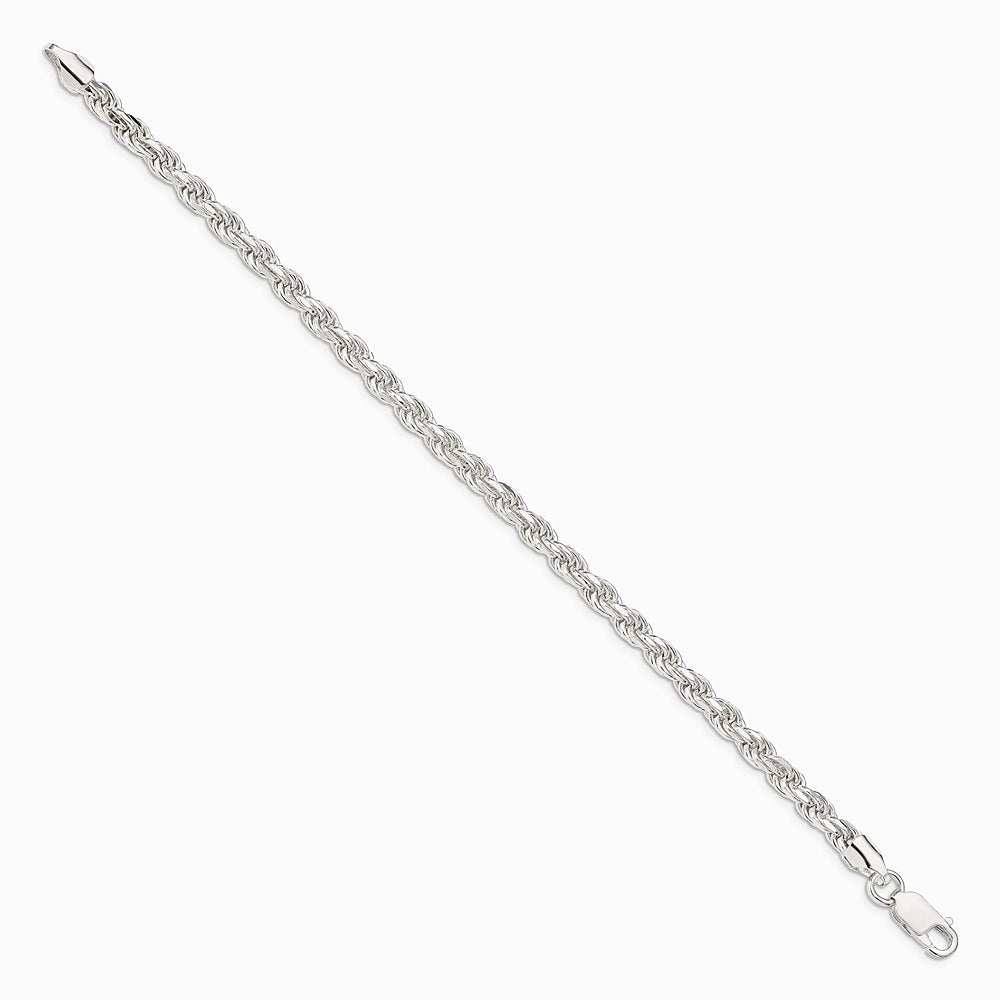 Sterling Silver 4.6mm Diamond-cut Rope Chain Bracelet 7"-10" - Product Photo