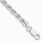 Sterling Silver 4.6mm Diamond-cut Rope Chain Bracelet 7"-10" - Product Photo