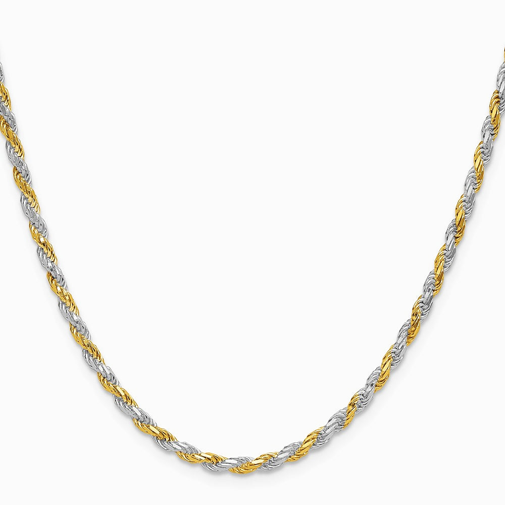 Sterling Silver And Vermeil 2.5mm Diamond-cut Rope Chain Necklace 16"-30" - Product Photo