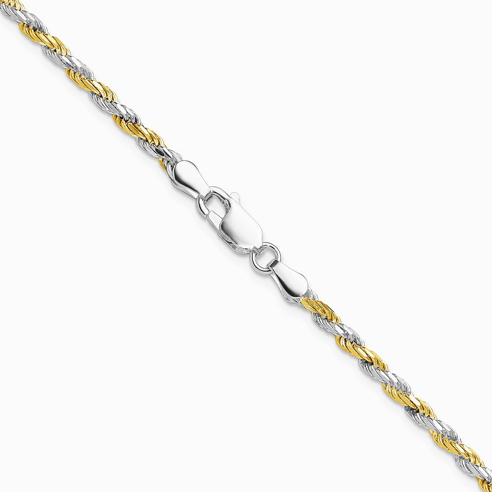 Sterling Silver And Vermeil 2.5mm Diamond-cut Rope Chain Necklace 16"-30" - Product Photo